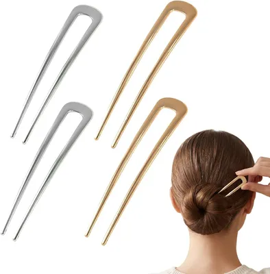 Imagen del producto de Horquillas metálicas, juego de 4 unidades, en dorado y plateado, aptas para todo tipo de cabello