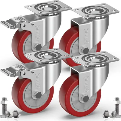 4 Schwerlastrollen Mit Bremse - 75mm, 400kg Tragend, Für Möbel & Transport