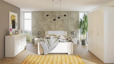 Obrázek produktu pro Ložnicová sestava s postelí 160x200 CORTLAND 8 - bílá / bílá