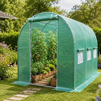 Produktbild von Foliengewächshaus – Folientunnel 175 g/m? mit 2 Türen | Gewächshaus mit Erdankern und Fenstern mit Insektenschutz – für Tomaten, Gemüse, Pflanzen und geschützten Anbau