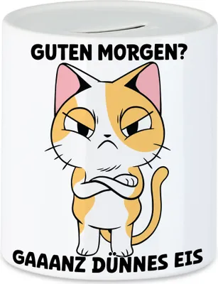 Produktbild von Guten Morgen? Gaaanz Dünnes Eis Spardose  Morning Langschläfer Schlafmütze Katze Morgenmuffel