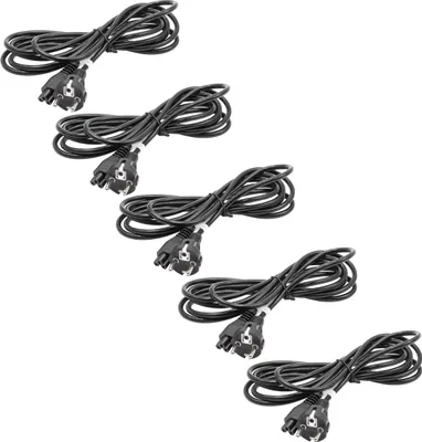 Produktbild von vhbw 5x Netzkabel Schutzkontaktstecker für Kaltgeräte z.B. PC Monitor Computer Drucker Staubsauger - C5 Micky Mouse Kleeblatt Buchse, 3 m