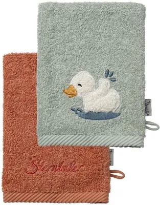 Productafbeelding van Set van 2 badstof washandjes met eendenapplicatie
