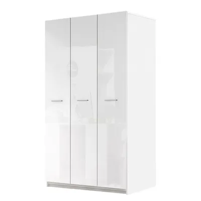Obrázok produktu pre Kombinovaná šatníková skriňa GORT - 120 cm, biela / lesklá biela