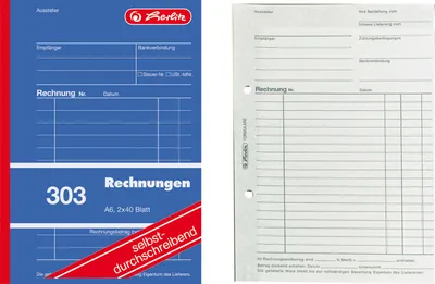 Produktbild von Herlitz Formularbuch "Rechnung 303" DIN A6 2 x 40 Blatt