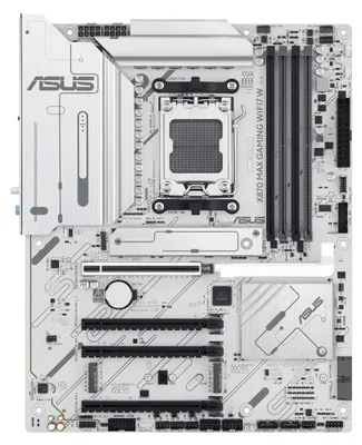 Produktbild von ASUS X870 MAX GAMING WIFI7 W, AMD, Sockel AM5, AMD Ryzen 7000 Series, AMD Ryzen 8000 Series, AMD Ryzen 9000 Series, Sockel AM5, DDR5-SDRAM, 256 GB