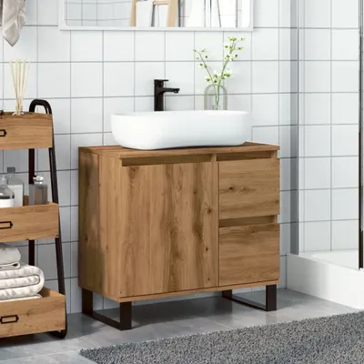 Produktbild von "im Sonderangebot" Waschbeckenunterschrank - CLORIS - Badezimmerschrank - schlichte Design - Artisan-Eiche 65x33x60 cm Holzwerkstoff - DEMöbel5270106