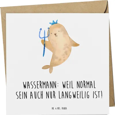 Produktbild von Mr. & Mrs. Panda Glückwunschkarte Wassermann Unikat - Weiß - Geschenk, Exzentrizität, Klappkarte, Geschenke Astrologie, unkonventionell, anlasskarte, doppelkarte