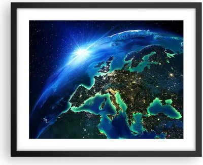 Produktbild von Gerahmtes Poster - Schwarzer Rahmen - Nacht raum welt ansicht - 50x40 cm - Wand Bild - Wanddeko - Wandbilder - Wandposter - Bilderrahmen - Bilder - Kunstdruck - Wandbild - P2BAA50x40-2816
