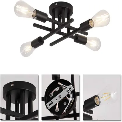 Produktbild von Kronleuchter 4 Glühbirne Deckenlampe,Industrieleuchten,E27,Ohne Lichtquelle