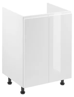 Image de Meuble sous-évier deux portes ARBOR - largeur 60 cm, blanc brillant / blanc