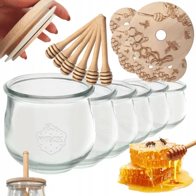 Image de WECK Pots à miel avec cuillère 370ml lot de 6