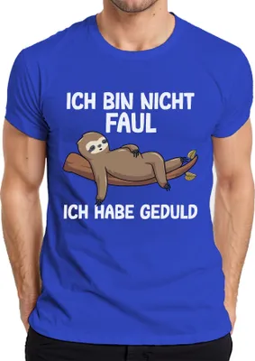 Produktbild von Nicht faul ich habe Geduld Faultier Geschenkidee Lustig Spruch Herren T-Shirt, Blau, M