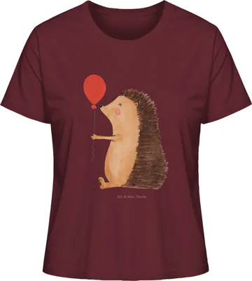 Produktbild von Mr. & Mrs. Panda Damen T-Shirt Igel Luftballon Größe XL - Burgundy - Geschenk, Ballon, Geburtstagskind, Oberteil, Sommershirt, Herzlichen Glückwunsch, Lustige Sprüche