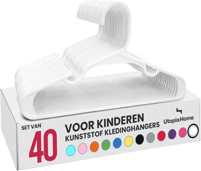 Image de Cintres Kleerhangers - Lot de 40 - 29,2 cm - Plastique - Blanc