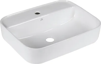 Zdjęcie produktu dla Mogami Umywalka Nablatowa Biała Ceramiczna 505x405 mm Prostokątna z Otworem na Baterię, Wysoki Połysk, 10 lat Gwarancji