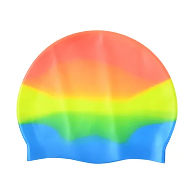 Produktbild von Unisex Silikon Badekappe, Elastische Rutschfeste Schwimmkappe, Weich Wasserdichte Bademütze, Orange
