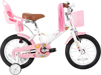 Produktbild von Kinderfahrrad 14 Zoll (36 cm) Unisex – Mit Stützrädern, Korb, Klingel & Puppensitz – Weiß