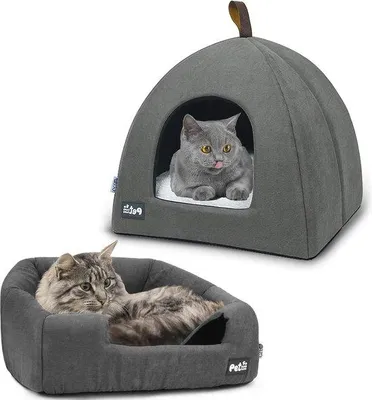 Produktbild von Kleiner Plüschhaustierbett - warme Katzenkissen für kleine Katzen - grau, S
