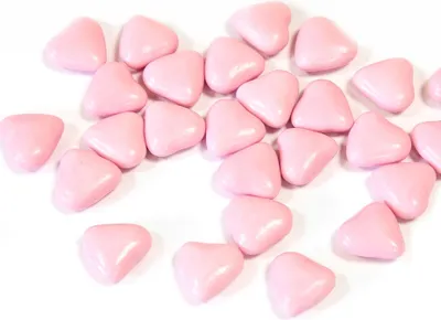 Image de Cœurs en chocolat dragéifiés rose clair 250 g - taille unique