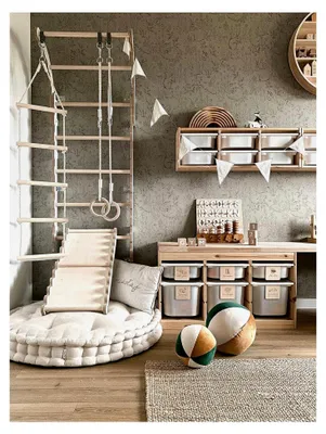 Produktbild von Klettergerüst für Innenräume, Sprossenwand für Zimmer, Turnringe zum Klettern, Kletterwand und Spielgeräte, Turngeräte mit Klimmzugstange für drinnen