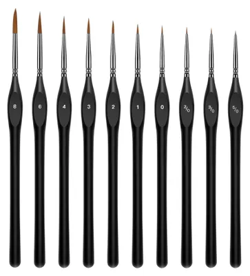 Produktbild von Pinsel-Set, 10 Stück – Feine Pinsel für Modellbau und Acrylfarben – Geeignet für Aquarell, Ölfarben, Wasserfarben, Kosmetik