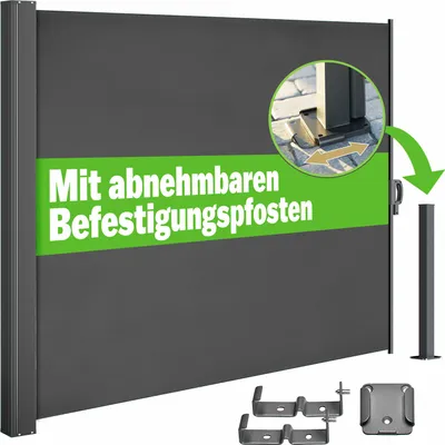 Produktbild von CASARIA® Seitenmarkise Nosara 160x300cm Ausziehbar Blickdicht Sonnenschutz Markise Balkon Terrasse Garten Seitenrollo Sichtschutz Windschutz Anthrazit