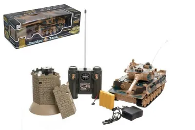 Obrázek produktu pro Tank RC 35cm+bunkr na bat. plast s dobíjecím packem se zvukem se světlem 40MHz