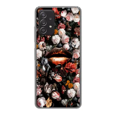 Produktbild von MuchoWow® Handyhülle Schutzhülle Hülle für Samsung galaxy a73 Lippen - Blumen - Farbe - Orange - Kunst - Abstrakt - Alte Meister Silikon Softcase Handy Hülle - Handyhülle