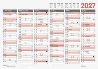 Produktbild von BRUNNEN Tafelkalender 2027  A3 quer - 6 Monate auf 1 Seite