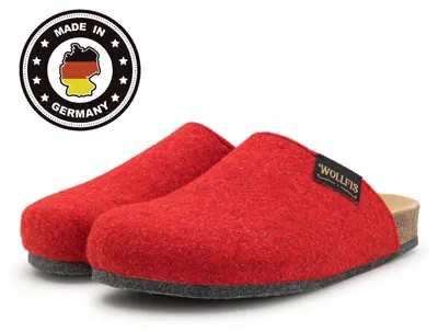 Produktbild von PANTOFFELMANN Bio Filzclog mit Korkfußbett & ABS-Filzsohle Herren Damen Filz Hausschuhe Filzpantoffel rot 38