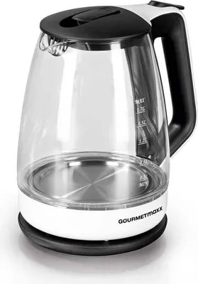 Produktbild von GOURMETmaxx 02955 Schnurloser Wasserkocher, Glasgehäuse, 1,7 l FÃ1/4llmenge, 2200 Watt, 360° Sockel, Trockengehschutz, Kalkfilter, Abschaltautomatik