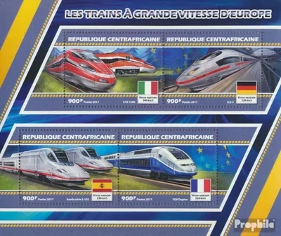Produktbild von Briefmarken Zentralafrikanische Republik 2017 Mi 6980-6983 Kleinbogen (kompl. Ausgabe) postfrisch Europäische Schnellzüge