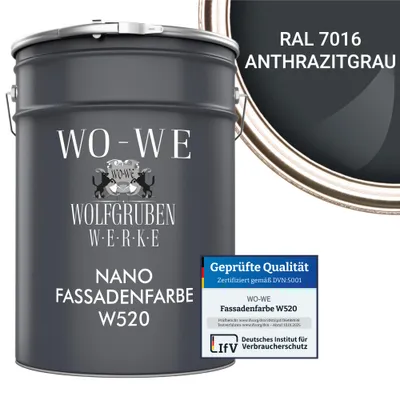 Produktbild von Nano Fassadenfarbe Außen Wandfarbe Sockelfarbe W520 - RAL 7016 Anthrazitgrau - 10L