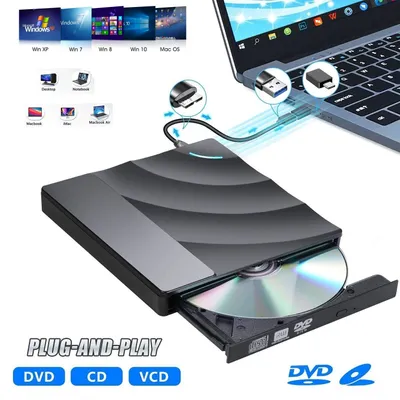 Produktbild von Externes CD DVD Laufwerk, WELIKERA Tragbarer DVD/CD Brenner mit USB 3.0 und Type-C, DVD Brenner Plug and Play für Laptop, Desktop Mac, iOS, Windows 11