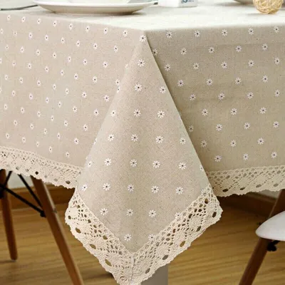 Produktbild von Quadratische Tischdecke Blumenmuster 90 x 90 cm Baumwoll-Leinen Waschbar