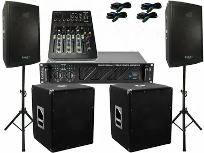 Produktbild von Das PA Set 52 DJ 3 Wege 30 cm Boxen Stativ 38 cm Subwoofer Musiker 3000 W Aktiv