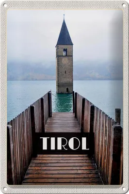 Produktbild von Blechschild Reise 20x30cm Tirol Österreich Kirchenturm
