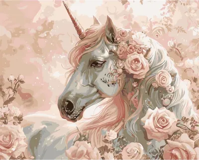 Produktbild von Malen nach Zahlen Bilder zum Malen - Einhorn in Rosen 50x40 cm