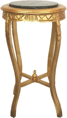 Produktbild von Casa Padrino Barock Beistelltisch mit Marmorplatte Gold / Schwarz Ø 40 x H. 69 cm - Runder handgeschnitzter Antik Stil Telefontisch Blumentisch