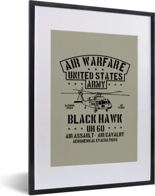 Produktbild von MuchoWow® MuchoWow® Gerahmtes Poster Mancave - Hubschrauber - Armee - Altmodisch 30x40 cm - Poster mit zchwarzem Bilderrahmen - Wandposter Schlafzimmer