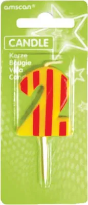 Produktbild von Geburtstagskerze farbig 7,6cm Zahl 2