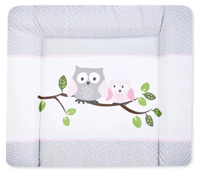 Immagine prodotto di Fasciatoio impermeabile - Rosa con motivo gufo - 85 x 75 cm - Bordo rialzato - Per neonati