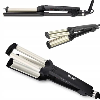 Produktbild von Keramik-Wellenlockenstab 200°C PTC 55W 2-Stufig, 360° Kabel für Haare Kemei