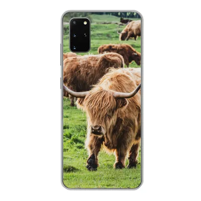 Produktbild von MuchoWow® Handyhülle Schutzhülle Hülle für Samsung Galaxy S20 Plus Schottische Highlander - Tiere - Gras Silikon Softcase Handy Hülle - Hartschale