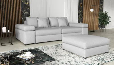 Produktbild von Big Sofa Megasofa Riesensofa AREZZO inkl. Hocker Stoff Now or Never Weiß