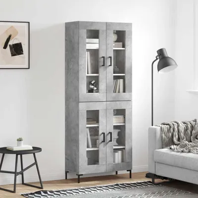Produktbild von vidaXL Highboard Betongrau 69,5x34x180 cm Holzwerkstoff