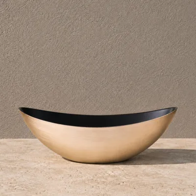Image de Bacs de plantation ovales, 39 cm - Bacs en plastique résistant aux intempéries, de couleur or