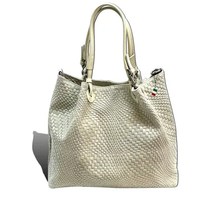 Produktbild von Handtasche beige Florence Tasche geprägtes abstraktes Flechtmuster Leder D2OTF163I