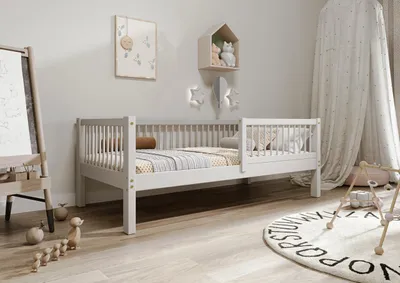Obrázok produktu pre TIMBEE Alfi detská posteľ jednolôžko borovicové drevo 90x200cm posteľ sivá